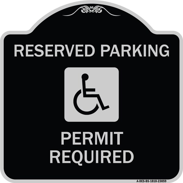 Signmission Reserved Parking Permit Required W/ Graphic Heavy-Gauge Aluminum Sign, 18" x 18", BS-1818-23059 A-DES-BS-1818-23059 - main